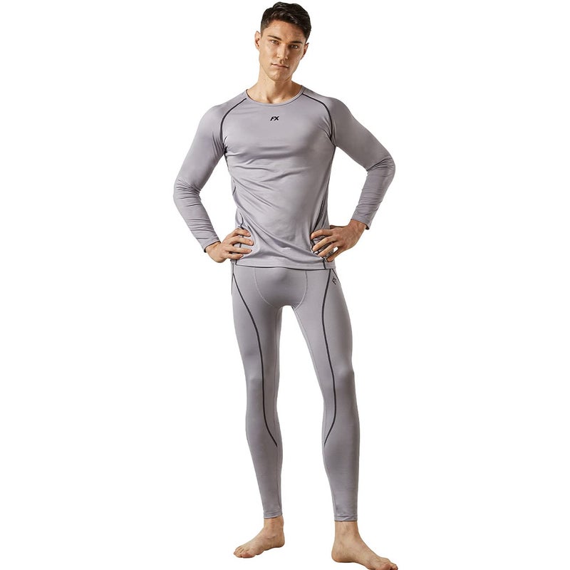 FITEXTREME MAXHEAT Mens Thermal Underwear Long Johns Set with Fleece Lined LightGrey XL - Image 2